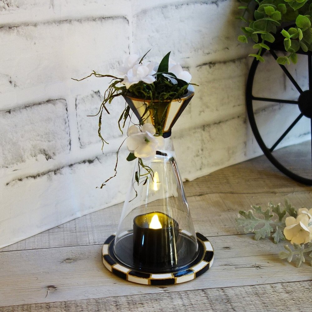 Checked Tea Light Candle Cloche Vintage Cristal d’Arques Durand Glassware Cloche